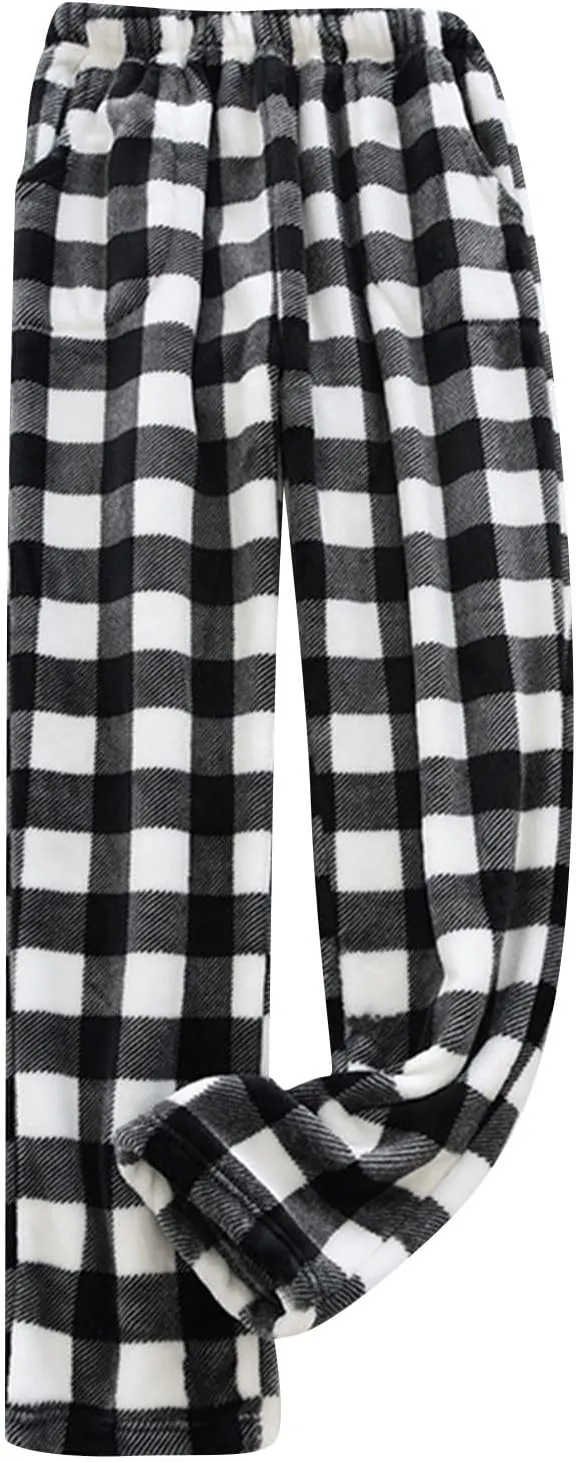 Flannel Pjs for Women Casual Sleep Pj Pants Bottoms Plush Elastic Waist Comfy Fleece Flannel Pajamas