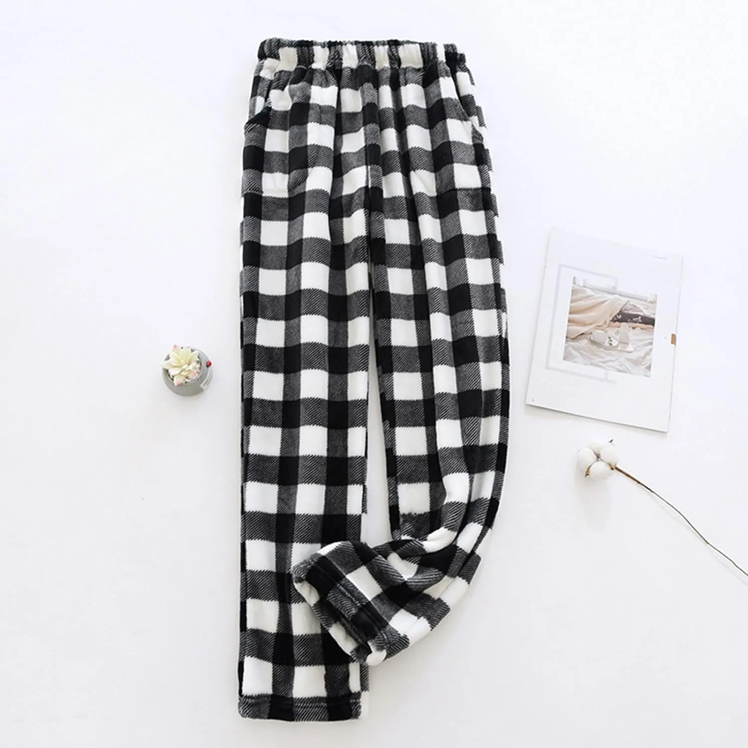 Flannel Pjs for Women Casual Sleep Pj Pants Bottoms Plush Elastic Waist Comfy Fleece Flannel Pajamas