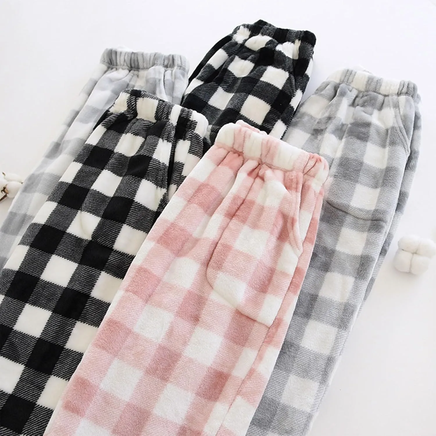 Flannel Pjs for Women Casual Sleep Pj Pants Bottoms Plush Elastic Waist Comfy Fleece Flannel Pajamas
