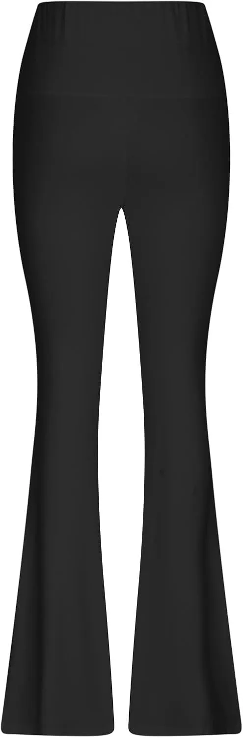 Flare Leggings for Women 2025,High Waist Pull On Workout Leggings Bell Bottom Gym Yoga Pants Tummy Control