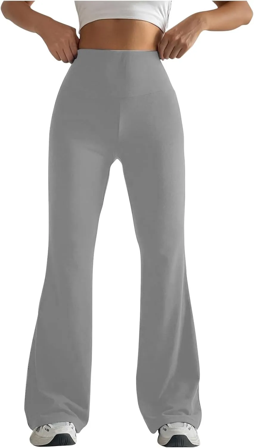Flare Leggings for Women 2025,High Waist Pull On Workout Leggings Bell Bottom Gym Yoga Pants Tummy Control