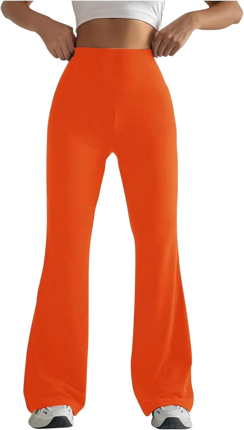 Flare Leggings for Women 2025,High Waist Pull On Workout Leggings Bell Bottom Gym Yoga Pants Tummy Control