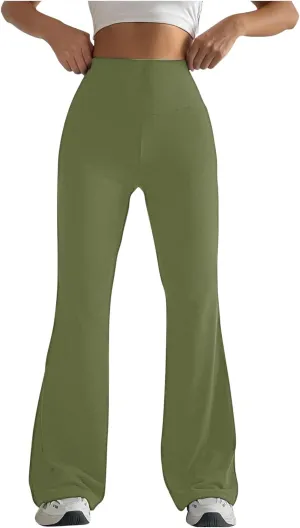 Flare Leggings for Women 2025,High Waist Pull On Workout Leggings Bell Bottom Gym Yoga Pants Tummy Control