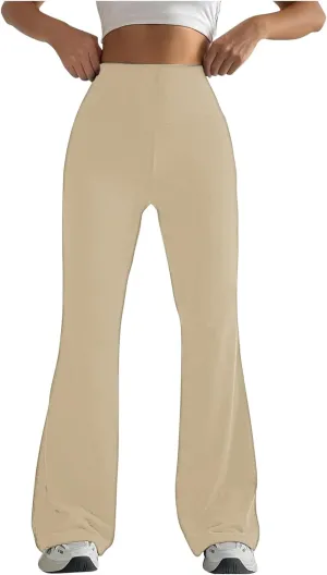 Flare Leggings for Women 2025,High Waist Pull On Workout Leggings Bell Bottom Gym Yoga Pants Tummy Control