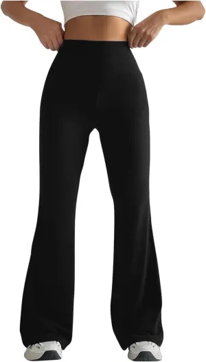 Flare Leggings for Women 2025,High Waist Pull On Workout Leggings Bell Bottom Gym Yoga Pants Tummy Control