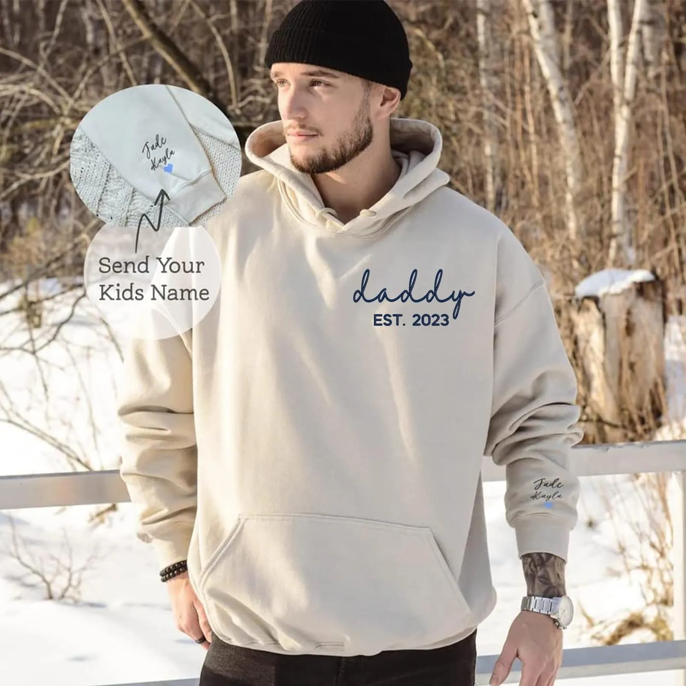 for Dad - Embroidered Papa Est Sweatshirt - Grandpa Sweatshirt - Custom Father Embroidered Gifts - Dad
