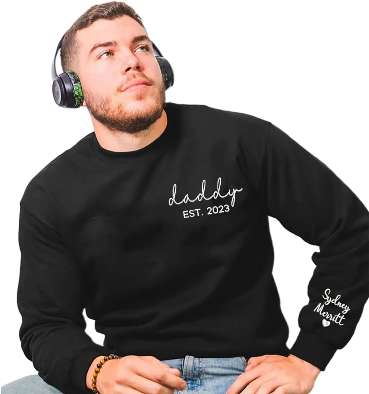 for Dad - Embroidered Papa Est Sweatshirt - Grandpa Sweatshirt - Custom Father Embroidered Gifts - Dad
