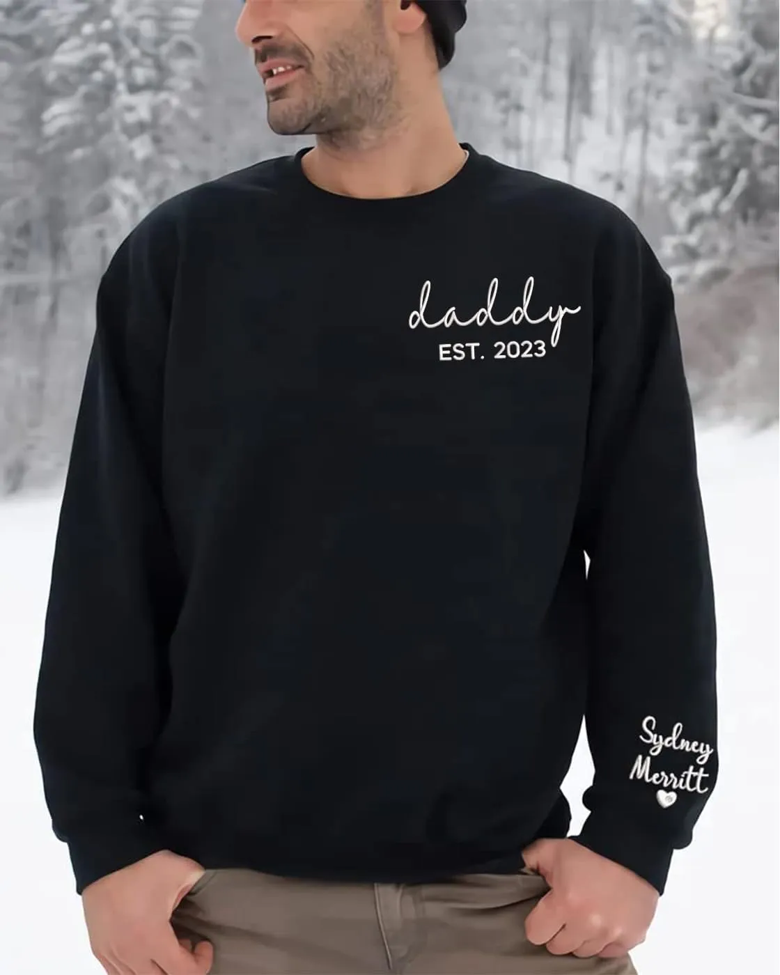 for Dad - Embroidered Papa Est Sweatshirt - Grandpa Sweatshirt - Custom Father Embroidered Gifts - Dad