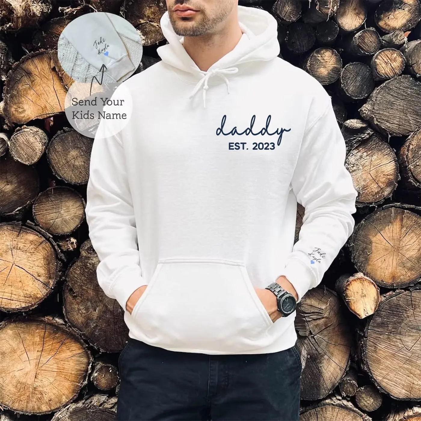 for Dad - Embroidered Papa Est Sweatshirt - Grandpa Sweatshirt - Custom Father Embroidered Gifts - Dad