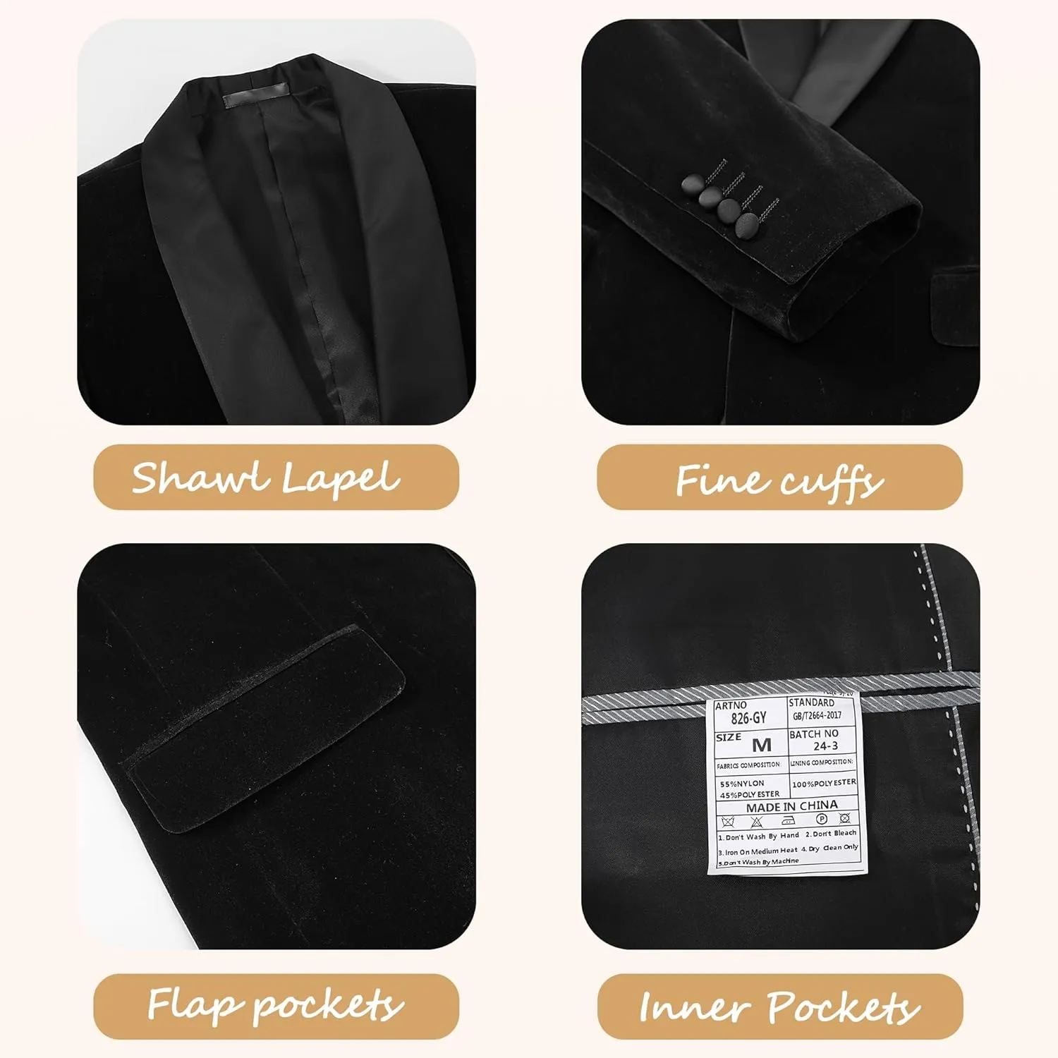Formal Blazer for Men Slim Fit Tuxedo Jacket Velvet Shawl Lapel Solid White Shirt Bow Tie Prom Wedding Dinner Party