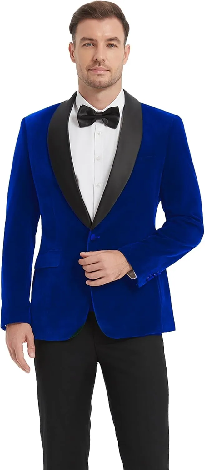Formal Blazer for Men Slim Fit Tuxedo Jacket Velvet Shawl Lapel Solid White Shirt Bow Tie Prom Wedding Dinner Party