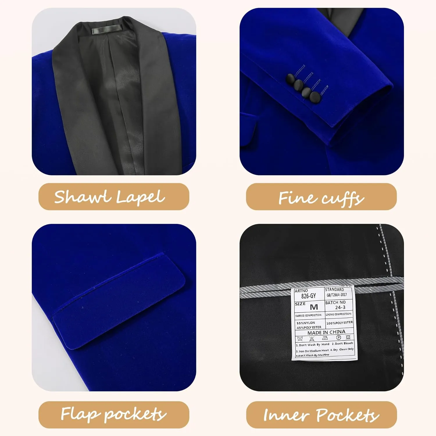 Formal Blazer for Men Slim Fit Tuxedo Jacket Velvet Shawl Lapel Solid White Shirt Bow Tie Prom Wedding Dinner Party