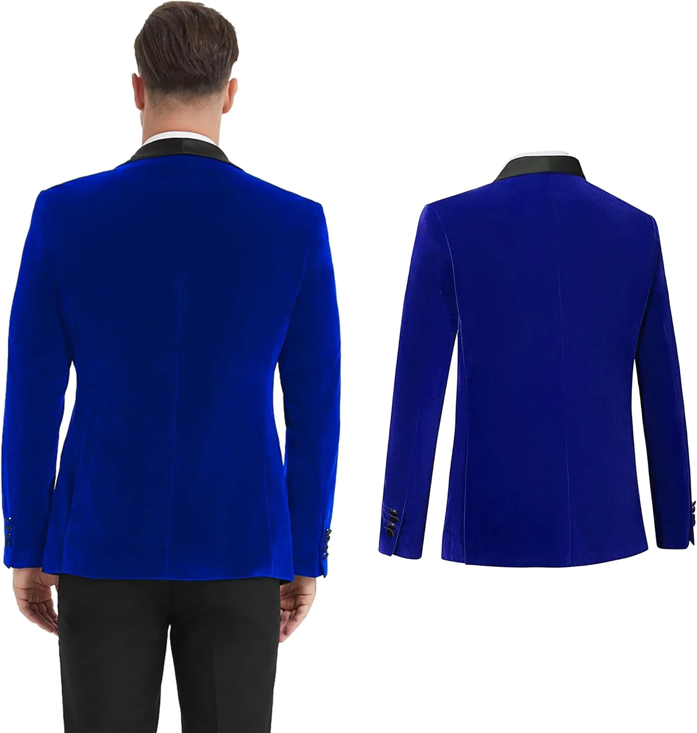 Formal Blazer for Men Slim Fit Tuxedo Jacket Velvet Shawl Lapel Solid White Shirt Bow Tie Prom Wedding Dinner Party