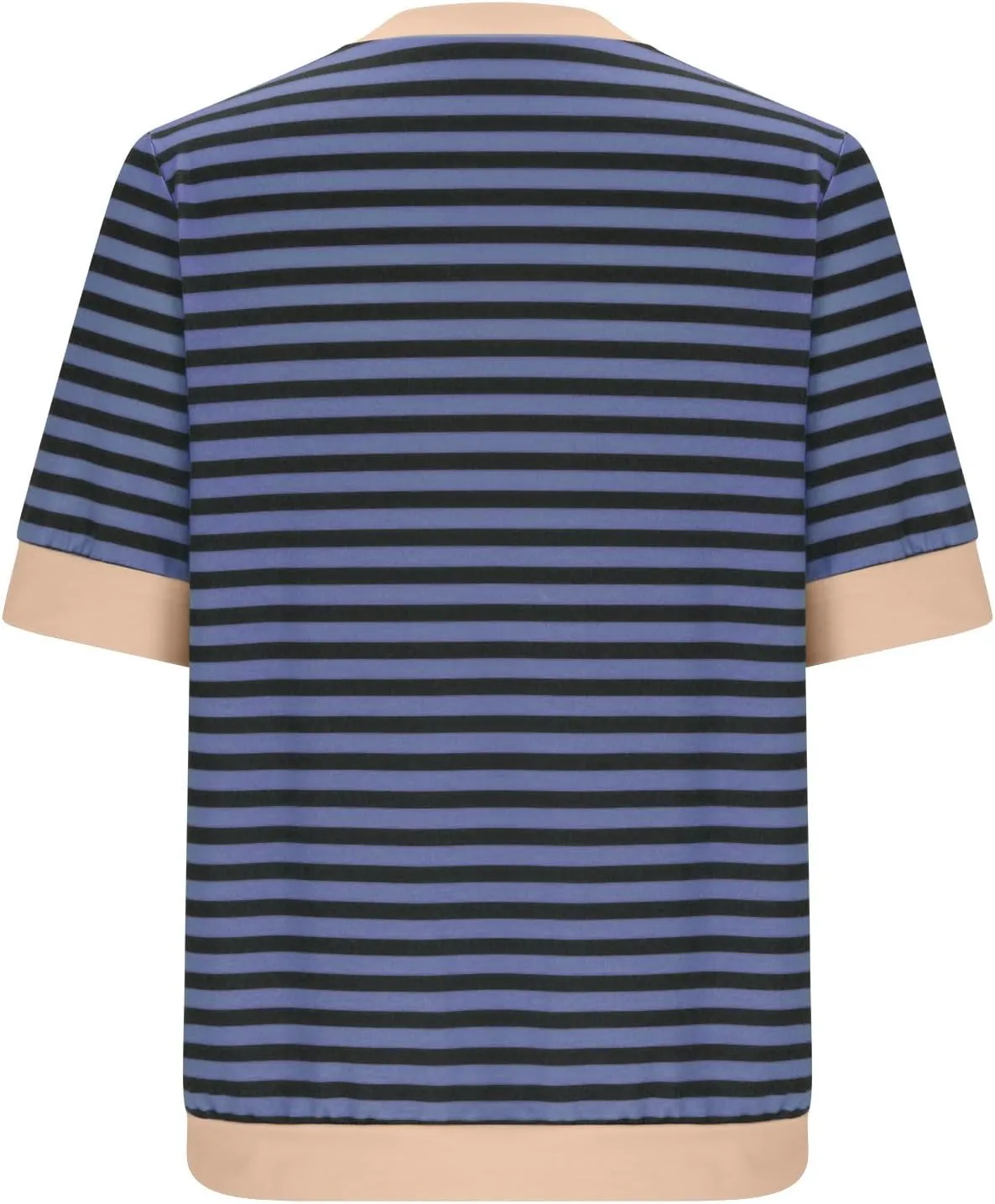 Generic Women Oversized Striped Color Block Short Sleeve Tee Top Crew Neck Basic Pullover Blouse Casual Summer T-Shirt