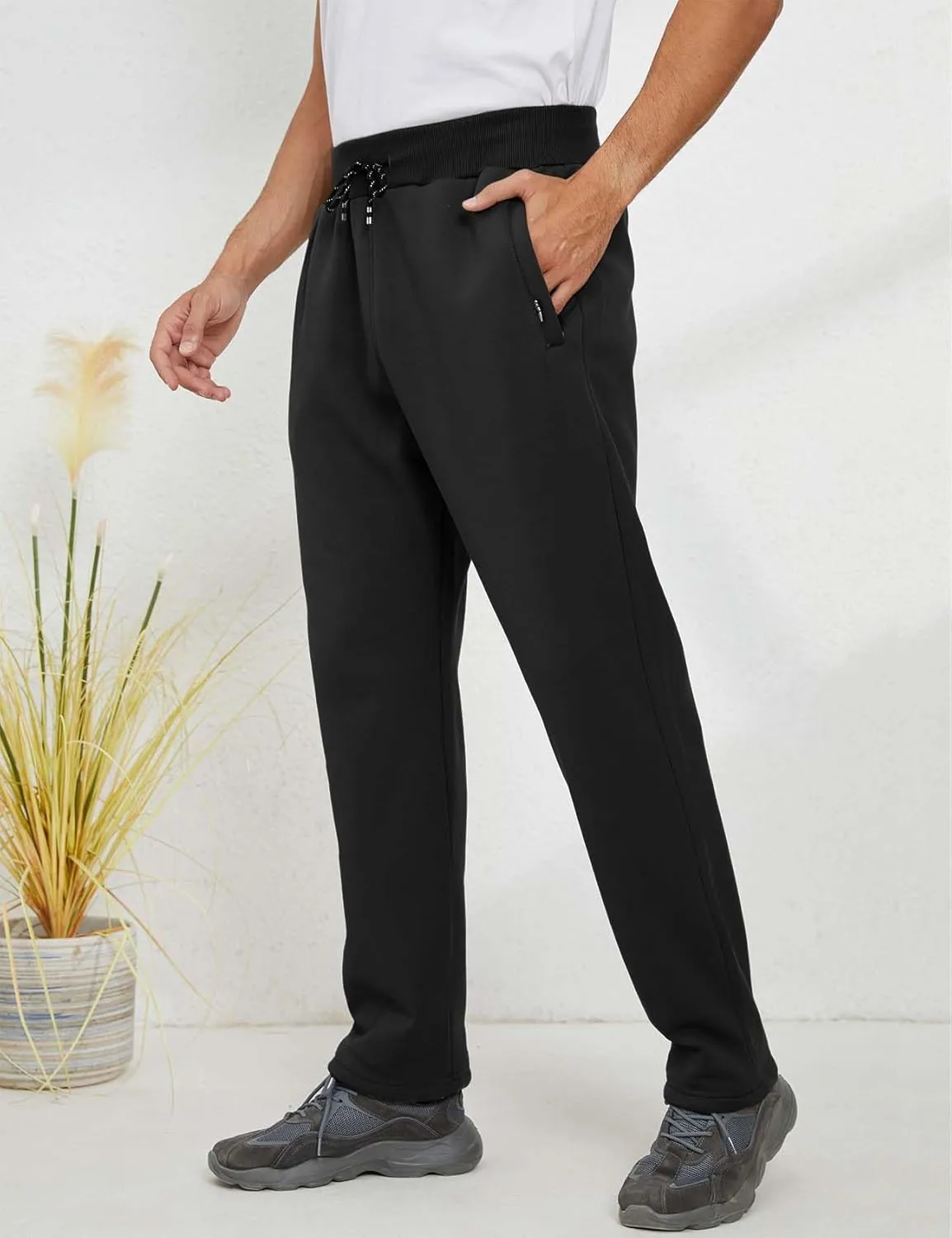 Gihuo Men's Sherpa Lined Athletic Sweatpants Winter Warm Track Pants