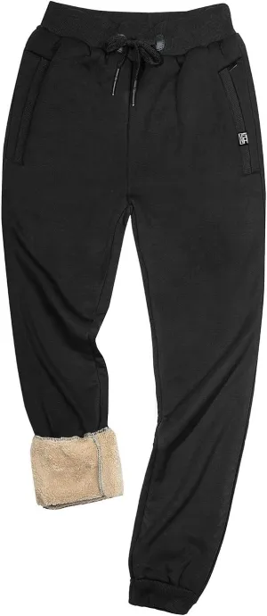 Gihuo Men's Sherpa Lined Athletic Sweatpants Winter Warm Track Pants