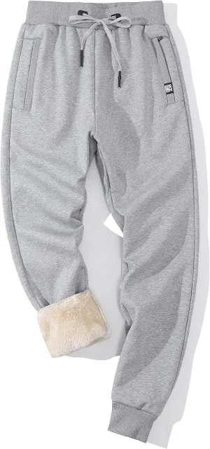 Gihuo Men's Sherpa Lined Athletic Sweatpants Winter Warm Track Pants