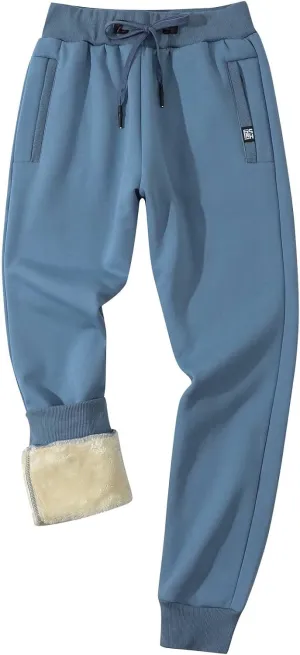 Gihuo Men's Sherpa Lined Athletic Sweatpants Winter Warm Track Pants