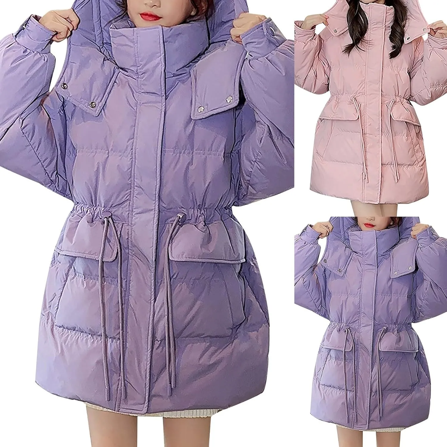 Girl's Winter Coats Outerwear Down Puffer Jacket with Warm Furry Hood Parka Warm Puffer Jacket