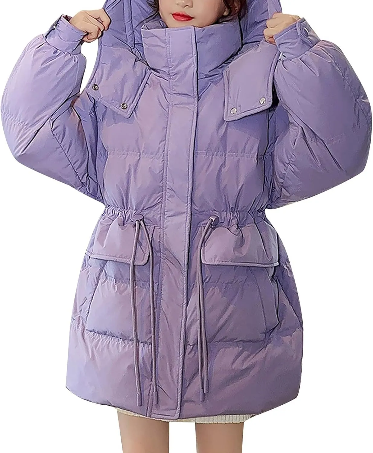 Girl's Winter Coats Outerwear Down Puffer Jacket with Warm Furry Hood Parka Warm Puffer Jacket