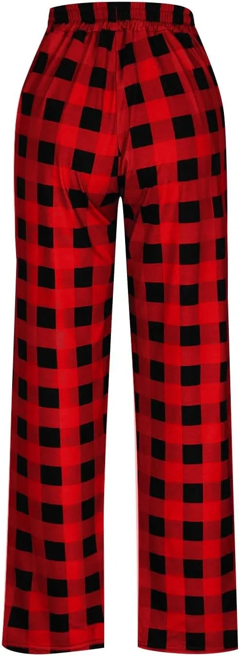 GOFULY Men'S Pajama Pants Soft Plaid Sleep Lounge Pants Drawstring Pants Stretch Waist Baggy Sleepwear Pants With Pocket