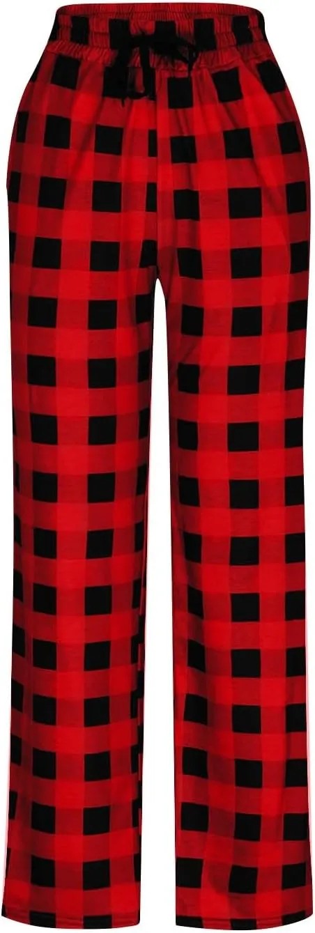 GOFULY Men'S Pajama Pants Soft Plaid Sleep Lounge Pants Drawstring Pants Stretch Waist Baggy Sleepwear Pants With Pocket