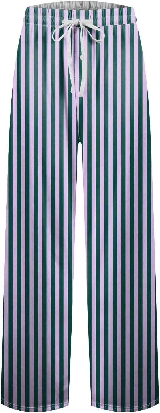 GOFULY Pajama Pants Men Soft Plaid Sleep & Lounge Pj Bottoms Elastic Waist Drawstring Knit Pants 2024 Sleepwear Pants Pockets
