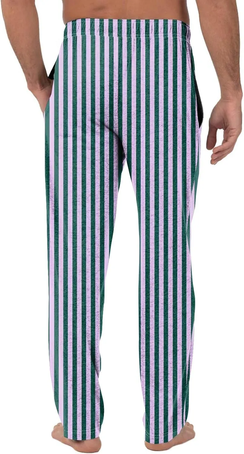 GOFULY Pajama Pants Men Soft Plaid Sleep & Lounge Pj Bottoms Elastic Waist Drawstring Knit Pants 2024 Sleepwear Pants Pockets