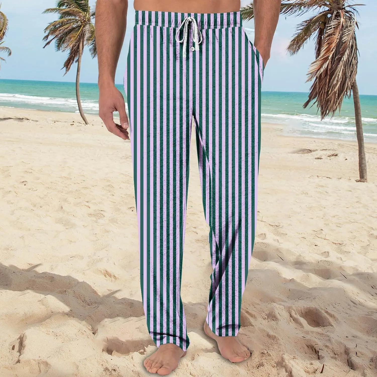 GOFULY Pajama Pants Men Soft Plaid Sleep & Lounge Pj Bottoms Elastic Waist Drawstring Knit Pants 2024 Sleepwear Pants Pockets