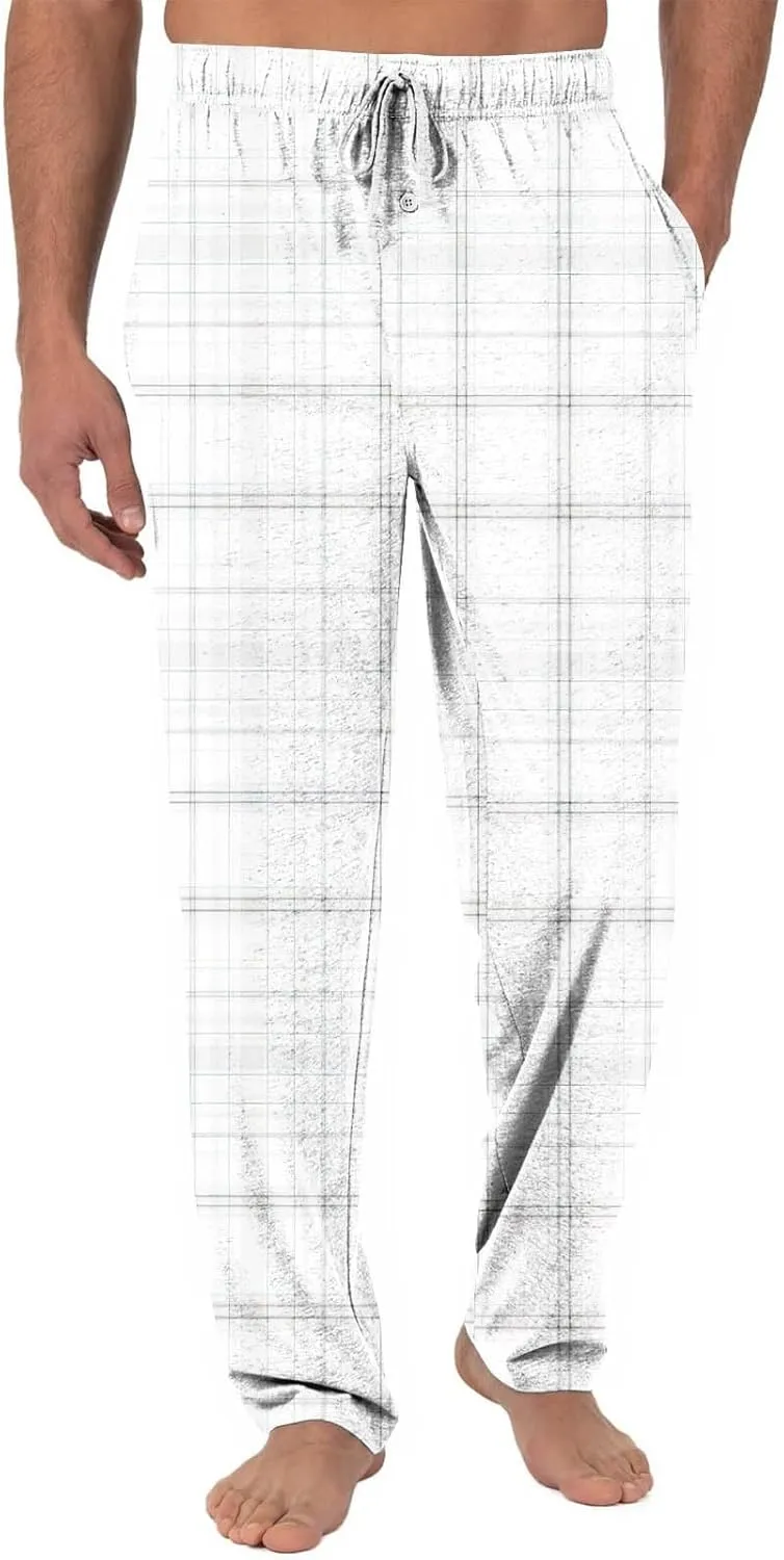 GOFULY Sweatpants For Men Tall Plaid Pajamas Pj Pants Elastic Waist Drawstring Knit Pants Fashion Sleep Lounge Pant Pockets