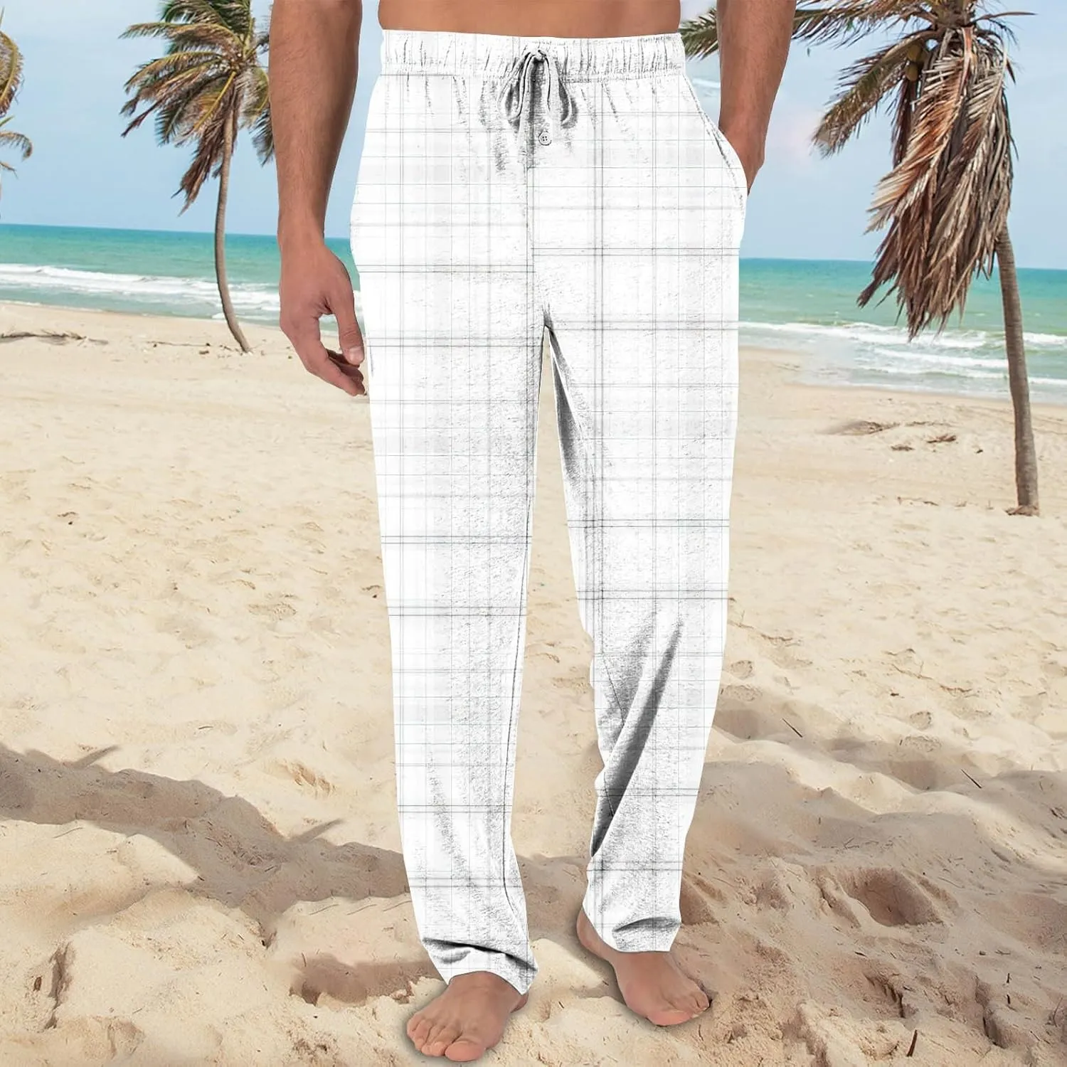 GOFULY Sweatpants For Men Tall Plaid Pajamas Pj Pants Elastic Waist Drawstring Knit Pants Fashion Sleep Lounge Pant Pockets