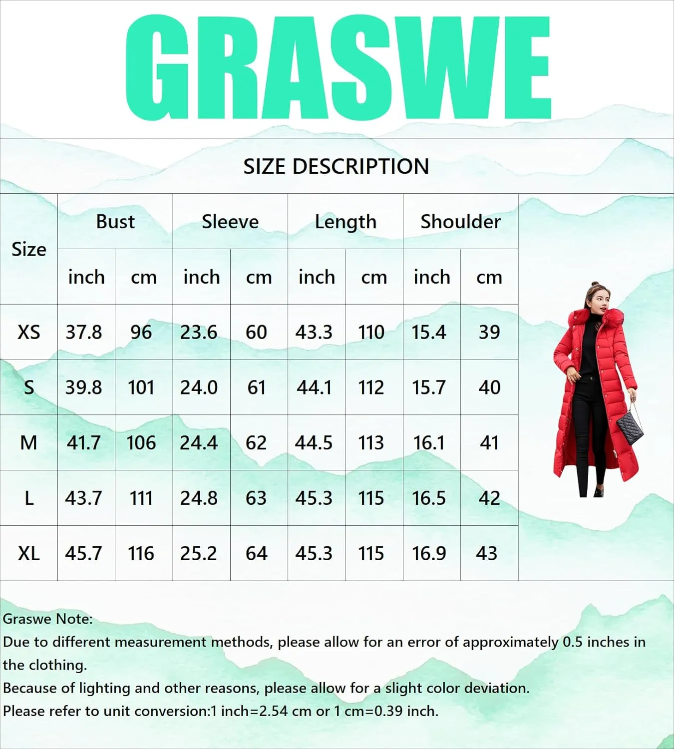 GRASWE Womens Warm Fur Hooded Coat Thick Winter Warm Parka Jacket Maxi Long Padded Puffer Coat with Pockets