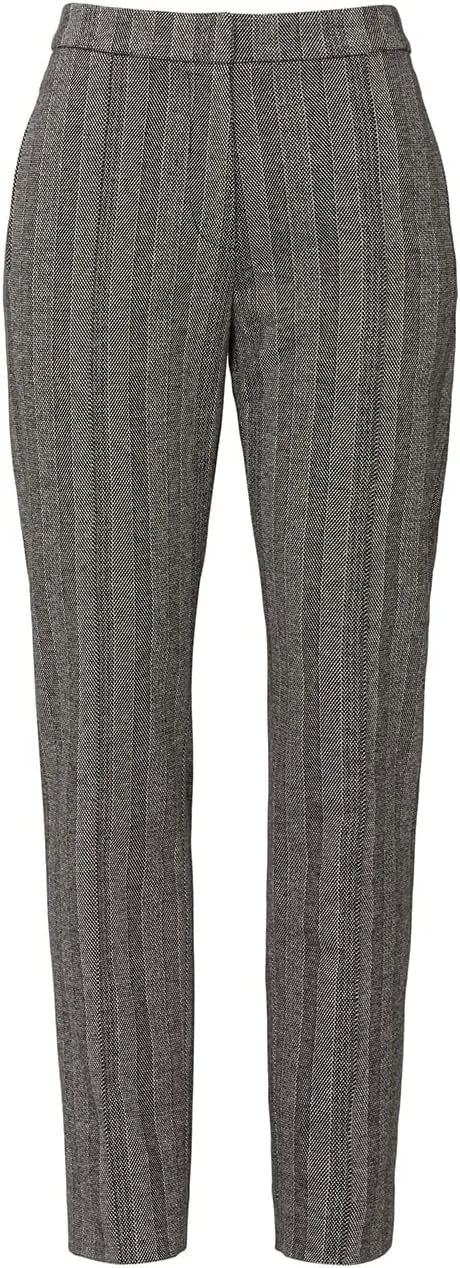 Grey Striped Trousers, Women's Pre-Loved Modern Slim Striped Pants, Size M or L
