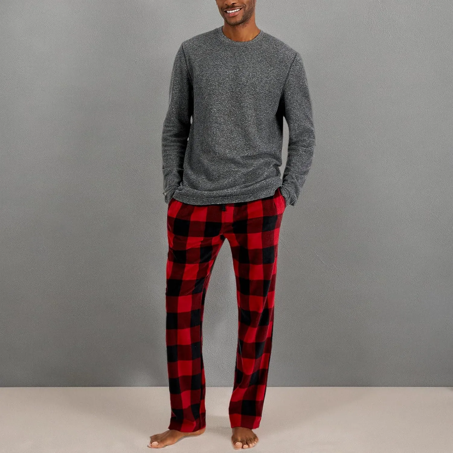 Hanes Men's Tagless Two-Piece Micro-Fleece Pajama Set