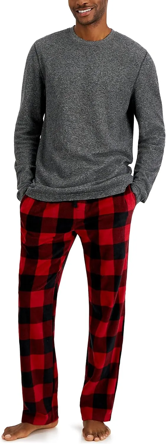 Hanes Men's Tagless Two-Piece Micro-Fleece Pajama Set