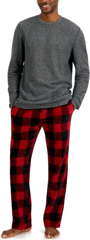 Hanes Men's Tagless Two-Piece Micro-Fleece Pajama Set