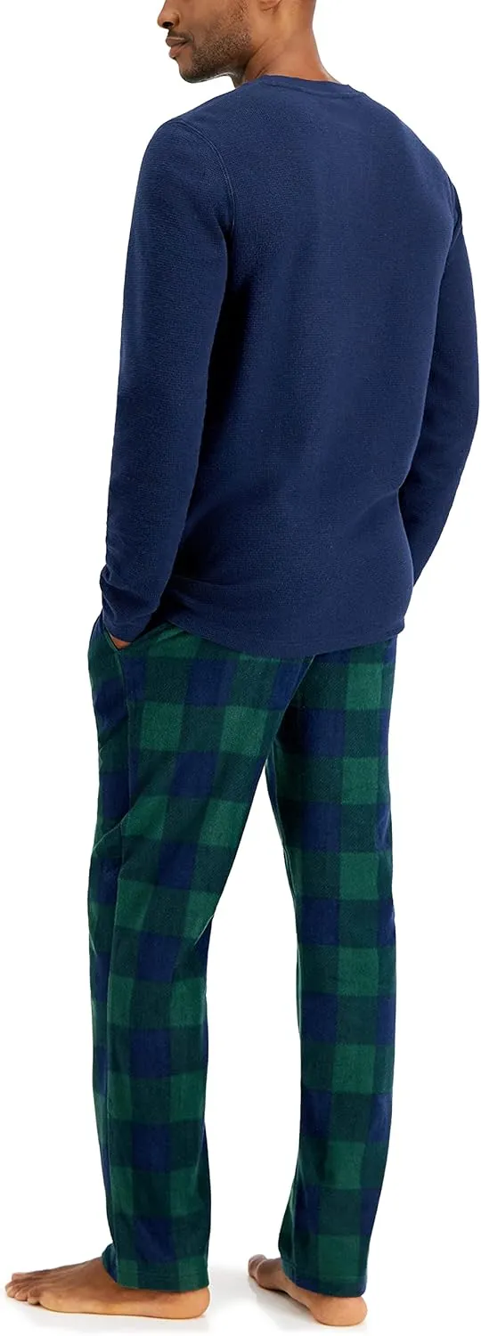 Hanes Men's Tagless Two-Piece Micro-Fleece Pajama Set