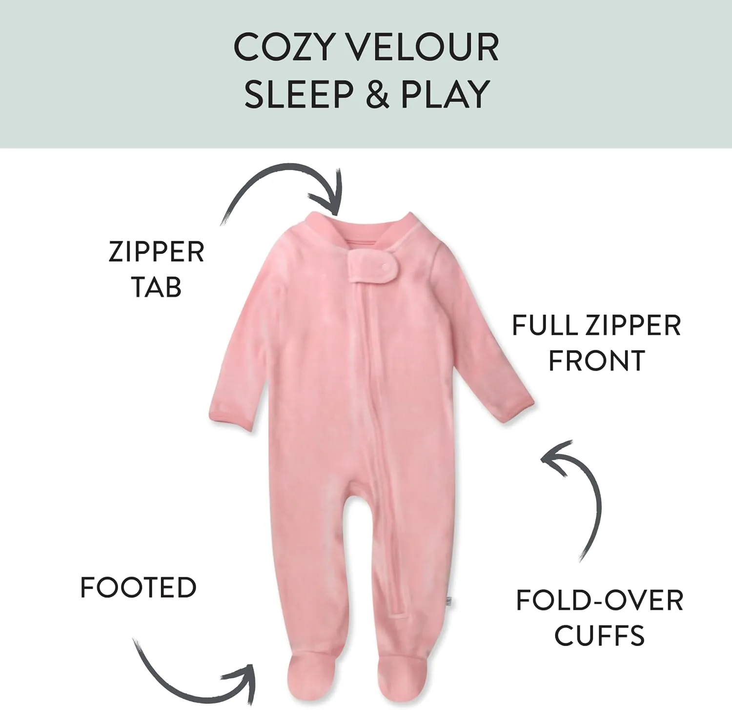 HonestBaby Unisex Baby Velour Sleep & Play Footed One-Piece Pajama Sleeper 100% Organic Cotton