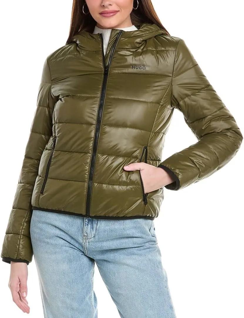 HUGO Women's Light Weight Hooded Puffer Jacket