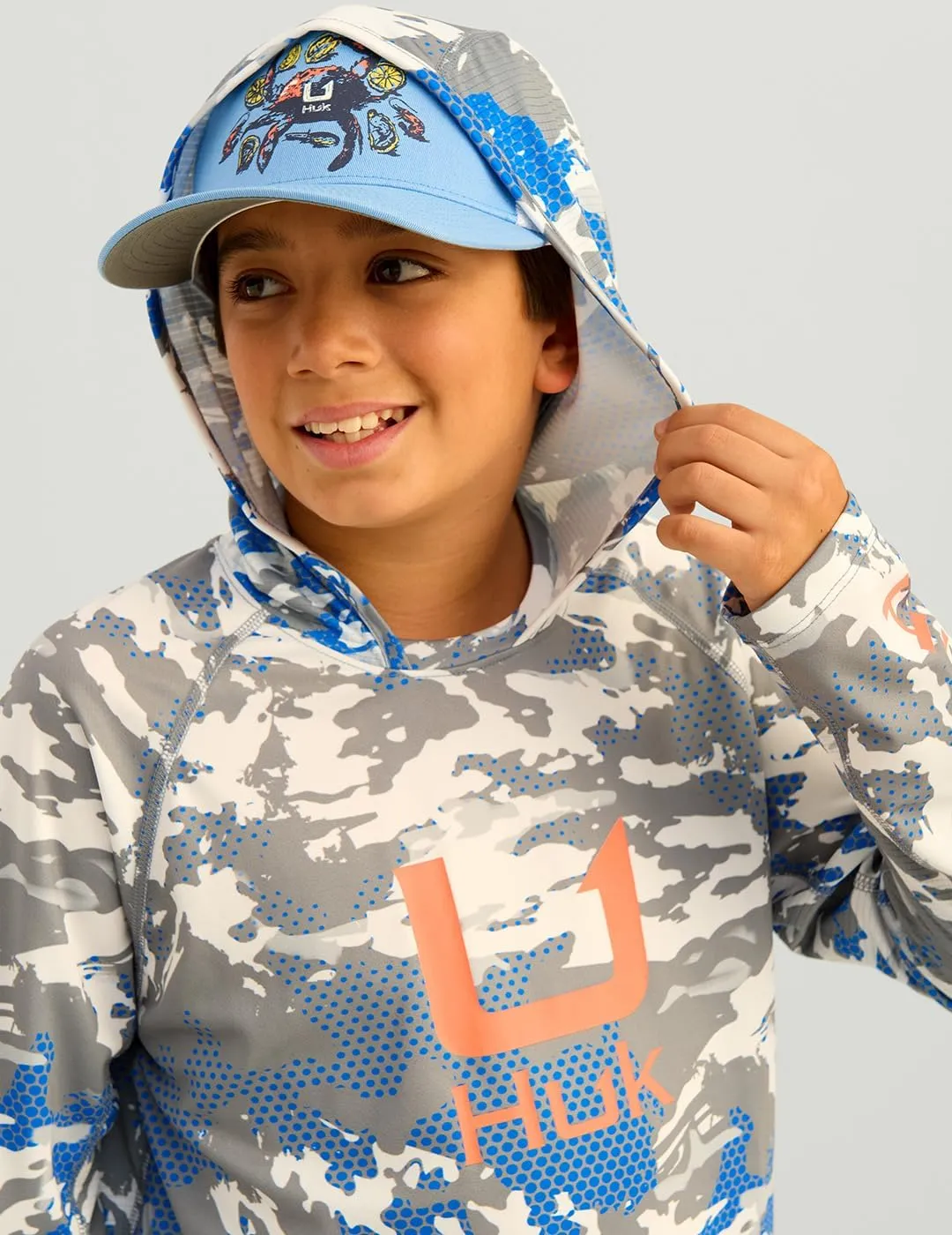 HUK Boys' Icon Kc Scott Patterned Hoodie, Performance Hooded Fishing Shirt