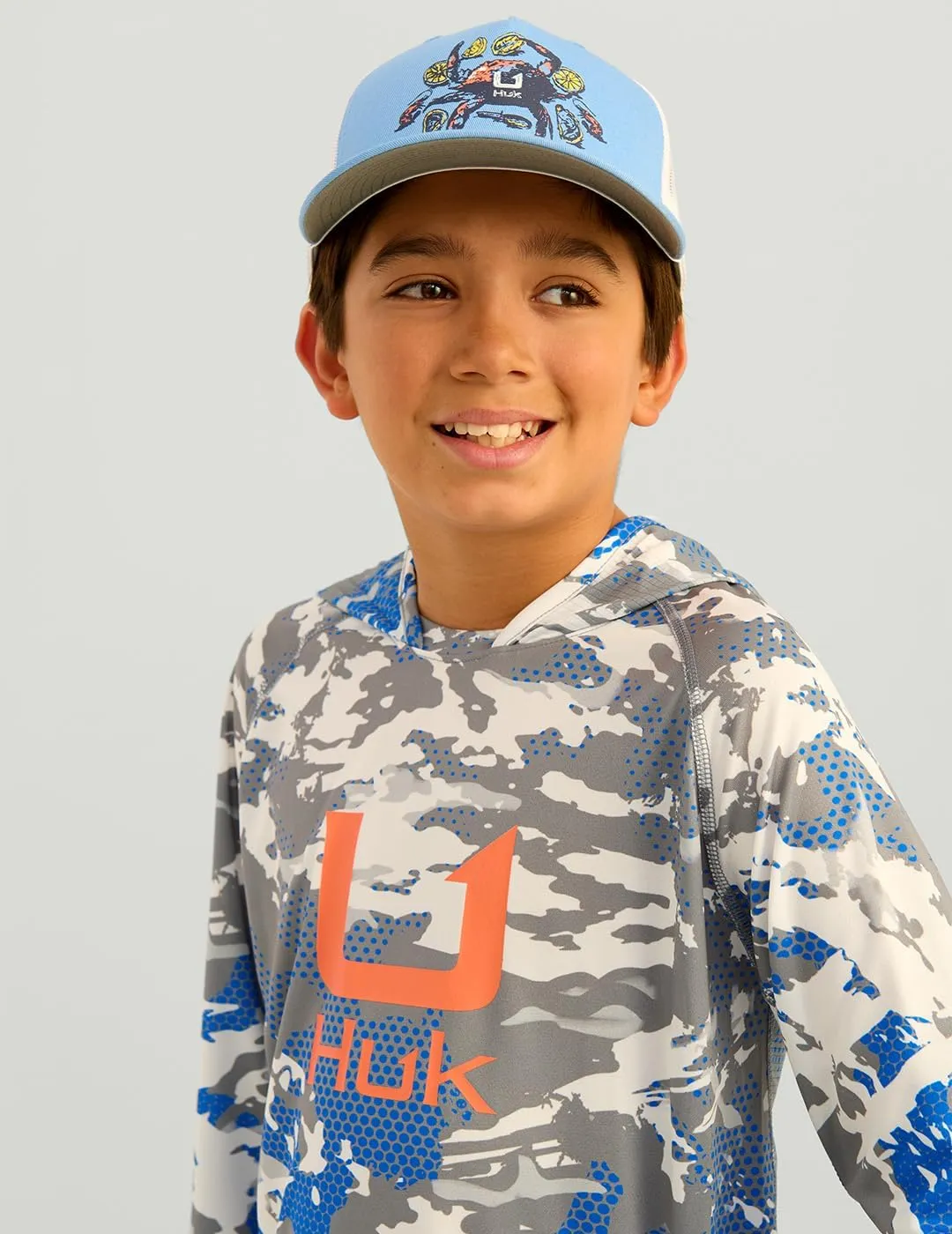 HUK Boys' Icon Kc Scott Patterned Hoodie, Performance Hooded Fishing Shirt