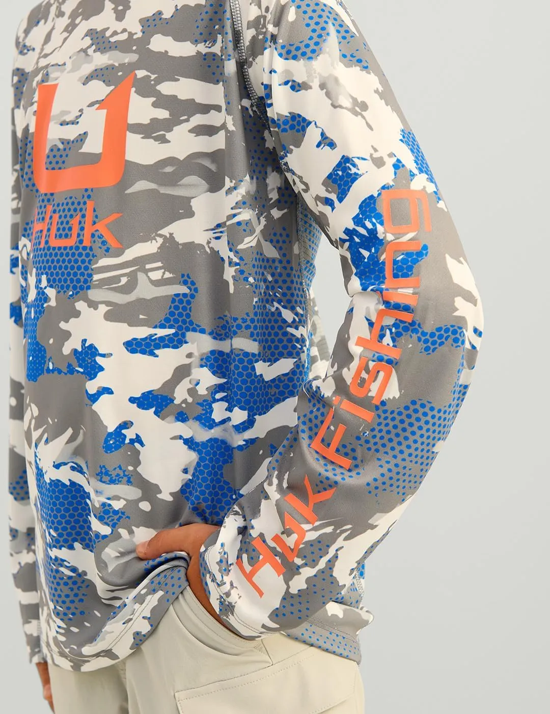 HUK Boys' Icon Kc Scott Patterned Hoodie, Performance Hooded Fishing Shirt