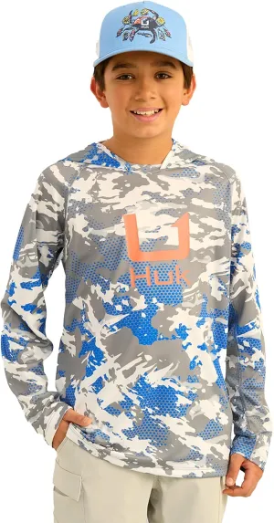 HUK Boys' Icon Kc Scott Patterned Hoodie, Performance Hooded Fishing Shirt