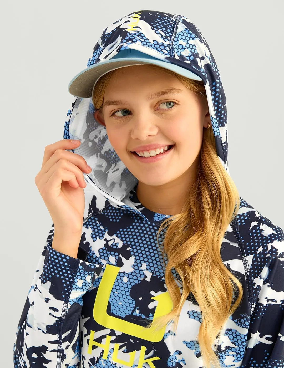 HUK Boys' KC Scott Patterned Hoodie, Performance Hooded Fishing Shirt