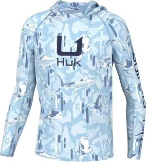 HUK Boys' KC Scott Patterned Hoodie, Performance Hooded Fishing Shirt