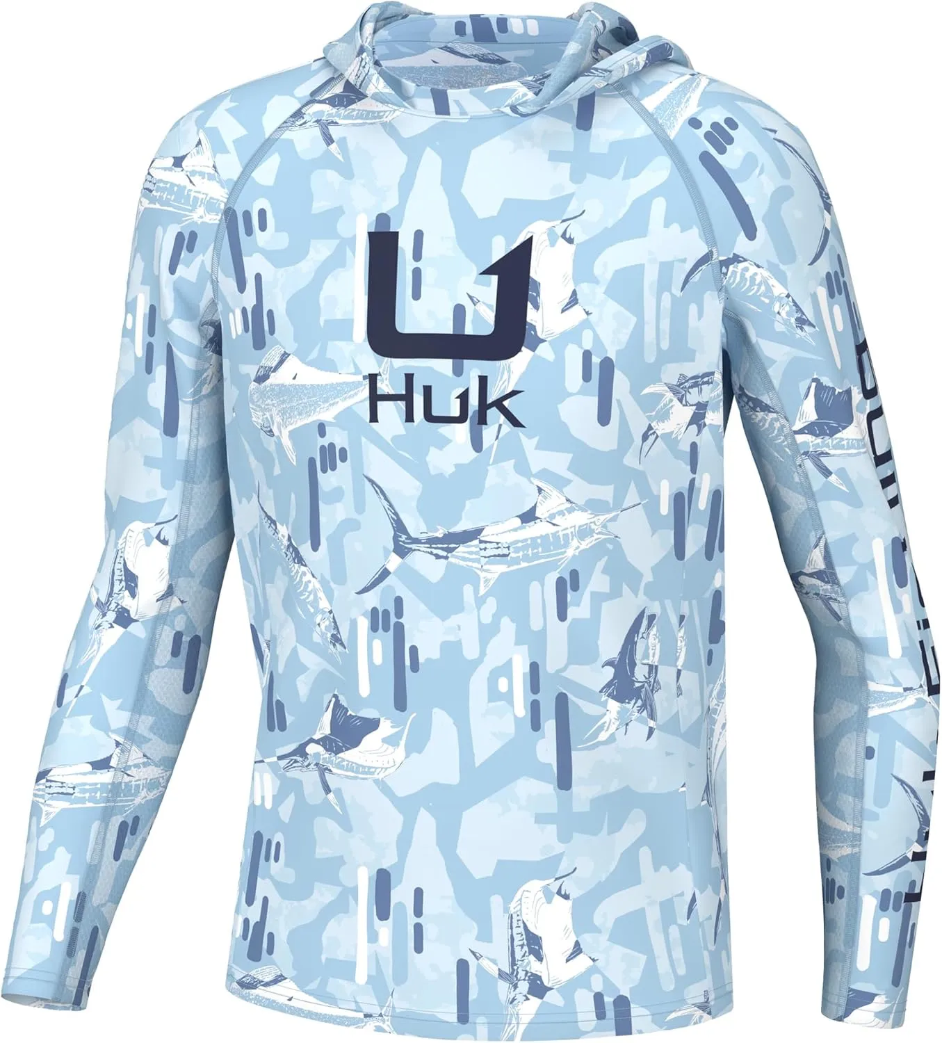 HUK Boys' KC Scott Patterned Hoodie, Performance Hooded Fishing Shirt