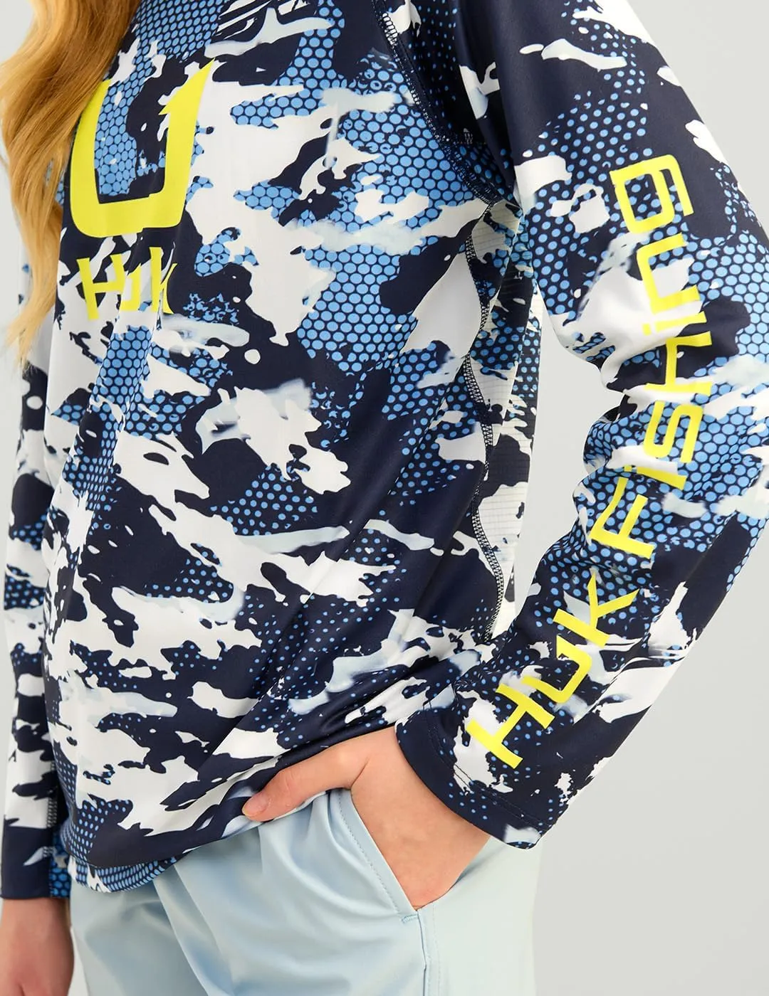 HUK Boys' KC Scott Patterned Hoodie, Performance Hooded Fishing Shirt