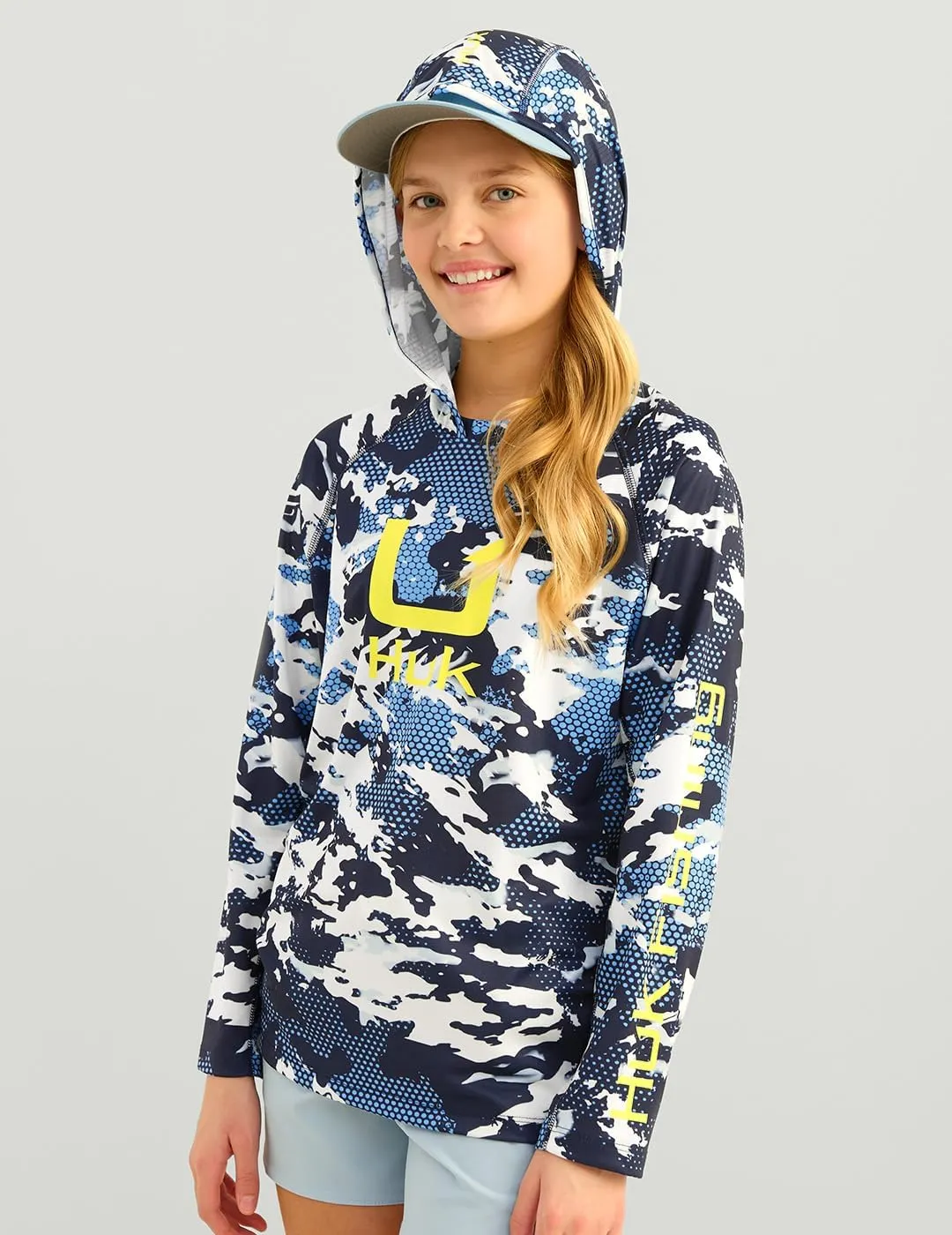 HUK Boys' KC Scott Patterned Hoodie, Performance Hooded Fishing Shirt