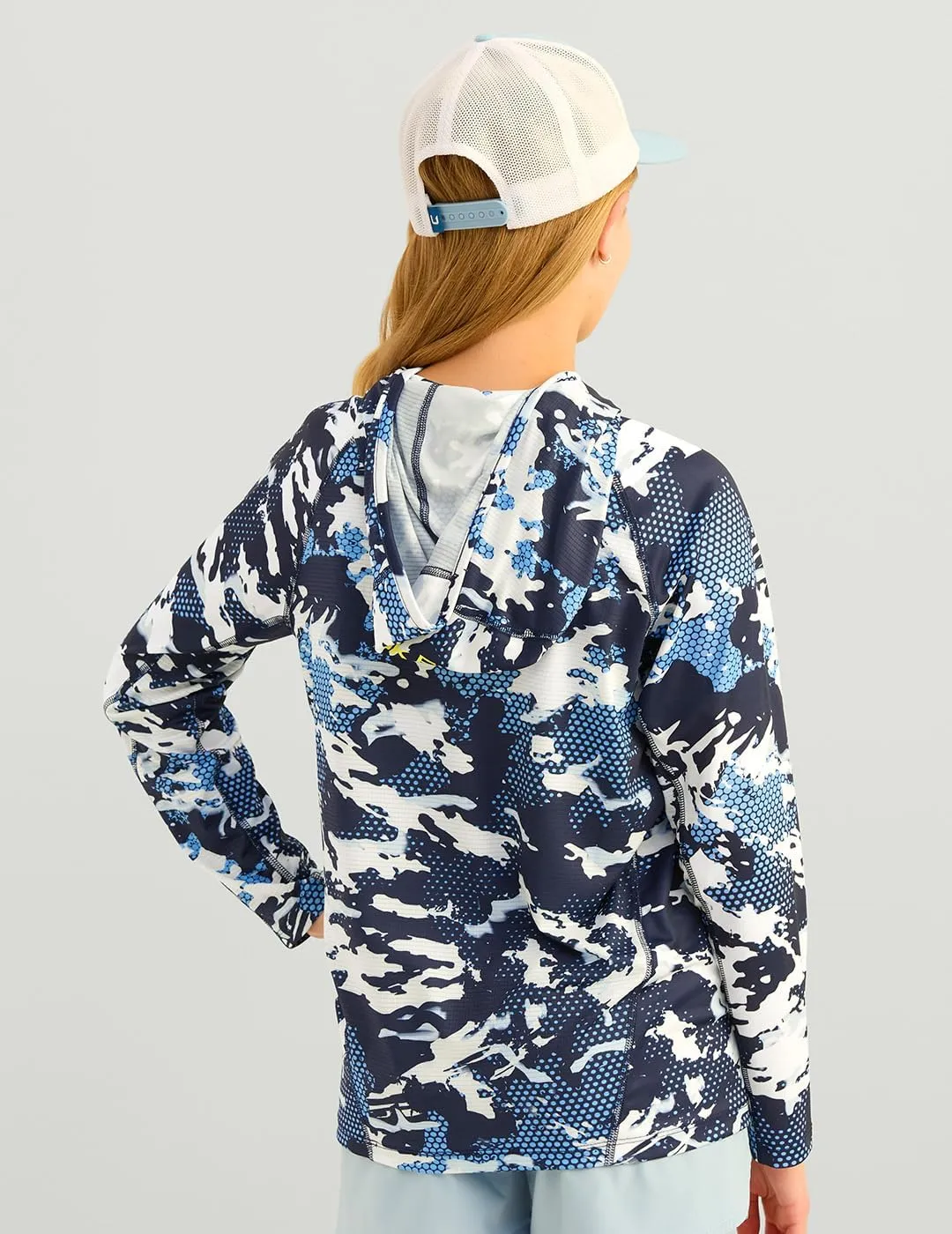 HUK Boys' KC Scott Patterned Hoodie, Performance Hooded Fishing Shirt