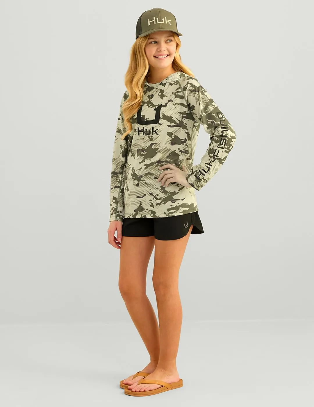 HUK Boys' KC Scott Patterned Hoodie, Performance Hooded Fishing Shirt
